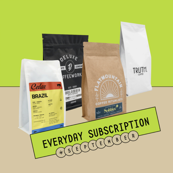 Everyday Coffee Subscription, Coffee Subscription, Not Bad Coffee, Specialty Coffee Subscription, Cedar Coffee Roasters, Deluxe Coffeeworks, Truth Coffee Roasters, Flatmountain Coffee